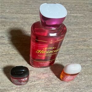 Bath and Body Works Pink Hibiscus & Pomegranate Body Wash and 2-Pocketbac Set